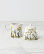 Wildflowers Stoneware Sugar and Creamer Set in 3 Count in White, alternate view 3