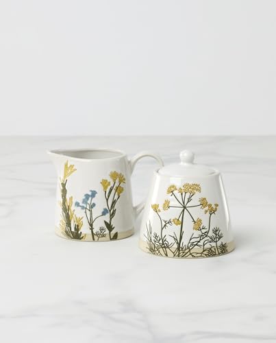 Wildflowers Stoneware Sugar and Creamer Set in 3 Count in White, alternate view 4