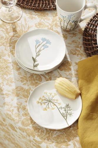 Wildflowers Tidbit Plate Set for 4, Small 6" Appetizer Plates 4-Piece in 4 Count (6"L x 6"W x 1"H) in White, alternate view 2