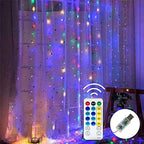 Window Curtain String Lights, 300 LED 9.8ft x 9.8ft Multicolor Fairy Lights with 8 Lighting Modes, Waterproof