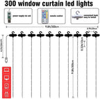 Window Curtain String Lights, 300 LED 9.8ft x 9.8ft Multicolor Fairy Lights with 8 Lighting Modes, Waterproof, alternate view