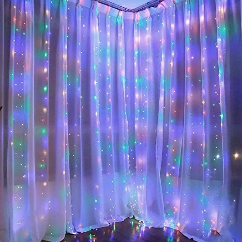 Window Curtain String Lights, 300 LED 9.8ft x 9.8ft Multicolor Fairy Lights with 8 Lighting Modes, Waterproof, alternate view