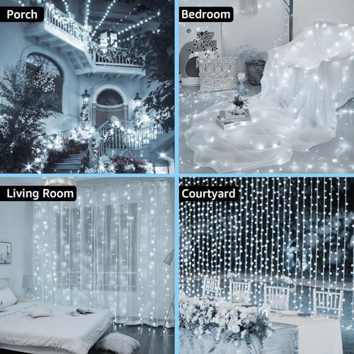 Window Curtain String Lights for Bedroom, 300 LED Fairy String Light 8 Lighting Modes Waterproof Lights for, alternate view 7