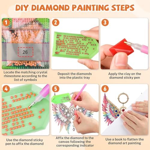 Wing Feather Diamond Painting Double-Sided Hanging Ornament Set, DIY Irregular Shaped Rhinestone Window, alternate view 6