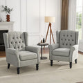 Wingback Accent Chairs Set of 2, Fabric Armchair, Light Gray in Light Gray