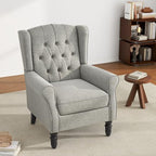 Wingback Accent Chairs Set of 2, Fabric Armchair, Light Gray in Light Gray, alternate view 4