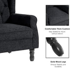 Wingback Accent Chairs Set of 2, Tufted High Back Armchair, Black Blue, alternate view 3