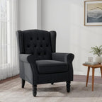 Wingback Accent Chairs Set of 2, Tufted High Back Armchair, Black Blue, alternate view 5