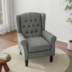 Wingback Accent Chairs Set of 2, Tufted High Back Armchair, Grey in Grey, alternate view 7
