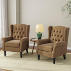 Wingback Accent Chairs Set of 2, Tufted High Back Armchair, Light Brown in Light Brown, alternate view 6