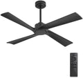 WINGBO 48 Inch DC Ceiling Fan without Lights, 4 Carved Solid Wood Blades, 6-Speed Reversible DC Motor, Modern