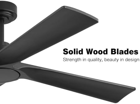 WINGBO 48 Inch DC Ceiling Fan without Lights, 4 Carved Solid Wood Blades, 6-Speed Reversible DC Motor, Modern, alternate view