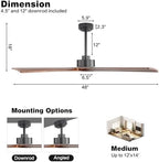 WINGBO 48 Inch DC Ceiling Fan Without Lights, 4 Carved Solid Wood Blades, 6-Speed Reversible DC Motor, Modern, alternate view