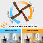 WINGBO 48 Inch DC Ceiling Fan Without Lights, 4 Carved Solid Wood Blades, 6-Speed Reversible DC Motor, Modern, alternate view