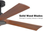 WINGBO 48 Inch DC Ceiling Fan Without Lights, 4 Carved Solid Wood Blades, 6-Speed Reversible DC Motor, Modern, alternate view