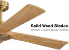 WINGBO 48 Inch DC Ceiling Fan Without Lights, 4 Carved Solid Wood Blades, 6-Speed Reversible DC Motor, Modern, alternate view