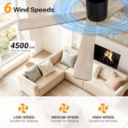 WINGBO 48 Inch Flush Mount DC Ceiling Fan Without Lights, 5 Carved Wood Blades, 6-Speed Reversible DC Motor, Low, alternate