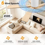 WINGBO 48 Inch Flush Mount DC Ceiling Fan without Lights, 5 Carved Wood Blades, 6-Speed Reversible DC Motor, Low, alternate