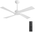WINGBO 54 Inch DC Ceiling Fan Without Lights, 4 Carved Solid Wood Blades, 6-Speed Reversible DC Motor, Modern