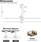 WINGBO 54 Inch DC Ceiling Fan Without Lights, 4 Carved Solid Wood Blades, 6-Speed Reversible DC Motor, Modern, alternate view