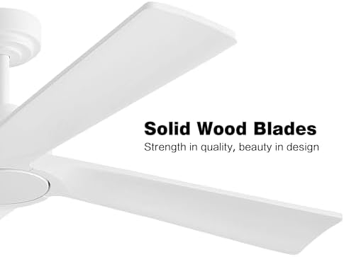 WINGBO 54 Inch DC Ceiling Fan Without Lights, 4 Carved Solid Wood Blades, 6-Speed Reversible DC Motor, Modern, alternate view