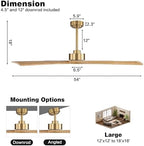 WINGBO 54 Inch DC Ceiling Fan Without Lights, 4 Carved Solid Wood Blades, 6-Speed Reversible DC Motor, Modern, alternate view