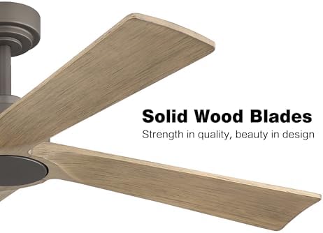 WINGBO 54 Inch DC Ceiling Fan without Lights, 4 Carved Solid Wood Blades, 6-Speed Reversible DC Motor, Modern, alternate view
