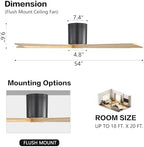 WINGBO 54 Inch Flush Mount DC Ceiling Fan Without Lights, 5 Carved Wood Blades, 6-Speed Reversible DC Motor, Low, alternate