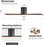 WINGBO 54 Inch Flush Mount DC Ceiling Fan Without Lights, 5 Carved Wood Blades, 6-Speed Reversible DC Motor, Low, alternate