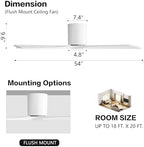 WINGBO 54 Inch Flush Mount DC Ceiling Fan Without Lights, 5 Carved Wood Blades, 6-Speed Reversible DC Motor, Low, alternate