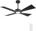 WINGBO 54" Wet Rated Outdoor Ceiling Fan with Lights, 4 ABS Plastic Blades, Reversible DC Motor, 6-Speed Remote