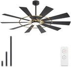 WINGBO 72" Windmill Ceiling Fan with Lights, 3 Downrod, 6-Speed Reversible DC Motor, 3CCT, 10 Blade Indoor