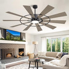 WINGBO 72" Windmill Ceiling Fan with Lights, 3 Downrod, 6-Speed Reversible DC Motor, 3CCT, 10 Blade Indoor, alternate view 2