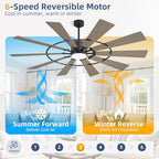 WINGBO 72" Windmill Ceiling Fan with Lights, 3 Downrod, 6-Speed Reversible DC Motor, 3CCT, 10 Blade Indoor, alternate view 6
