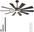 WINGBO 84" Windmill Ceiling Fan with Lights, 3 Downrod, 6-Speed Reversible DC Motor, 3CCT, 10 Blade Indoor