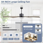 WINGBO 84" Windmill Ceiling Fan with Lights, 3 Downrod, 6-Speed Reversible DC Motor, 3CCT, 10 Blade Indoor, alternate view 4