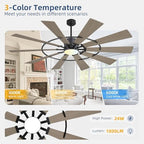 WINGBO 84" Windmill Ceiling Fan with Lights, 3 Downrod, 6-Speed Reversible DC Motor, 3CCT, 10 Blade Indoor, alternate view 5