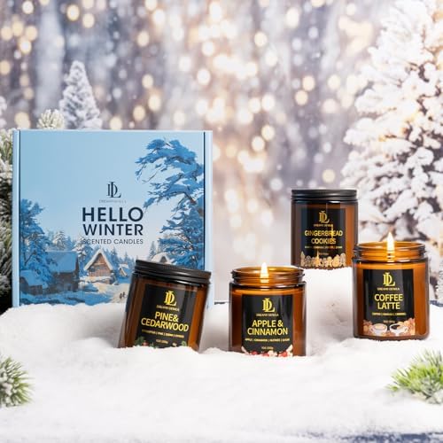 Winter Candle Set, Candles for Home Scented, 4 Pack Soy Candles Gifts for Women Men, Winter Scents of, alternate view 5