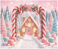 Winter Christmas Candy Cane Backdrop 10x8ft Gingerbread House Backdrops in 10x8ft