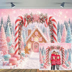 Winter Christmas Candy Cane Backdrop 10x8ft Gingerbread House Backdrops in 10x8ft, alternate view 2