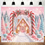 Winter Christmas Candy Cane Backdrop 10x8ft Gingerbread House Backdrops in 10x8ft, alternate view 4