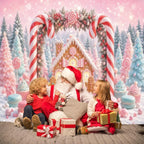 Winter Christmas Candy Cane Backdrop 10x8ft Gingerbread House Backdrops in 10x8ft, alternate view 5