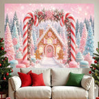 Winter Christmas Candy Cane Backdrop 10x8ft Gingerbread House Backdrops in 10x8ft, alternate view 6
