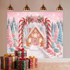 Winter Christmas Candy Cane Backdrop 10x8ft Gingerbread House Backdrops in 10x8ft, alternate view 7