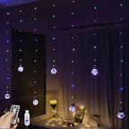 Wishing Ball Curtain Lights 200 LED Window Curtain String Light with Remote, USB Battery Powered Twinkle Globe