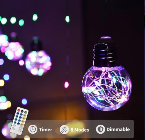 Wishing Ball Curtain Lights 200 LED Window Curtain String Light with Remote, USB Battery Powered Twinkle Globe, alternate