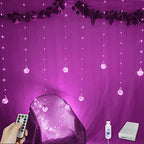 Wishing Ball Curtain Lights 200 LED Window Curtain String Light with Remote, USB Battery Powered Twinkle Globe