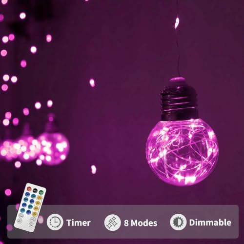 Wishing Ball Curtain Lights 200 LED Window Curtain String Light with Remote, USB Battery Powered Twinkle Globe, alternate