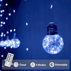 Wishing Ball Curtain Lights 200 LED Window Curtain String Lights with Remote, USB Battery Powered Twinkle Globe, alternate