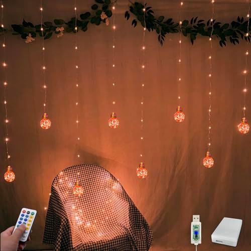 Wishing Ball Curtain Lights 9.8 x3.3 ft, USB/Battery Powered in 9.8 x3.3 ft